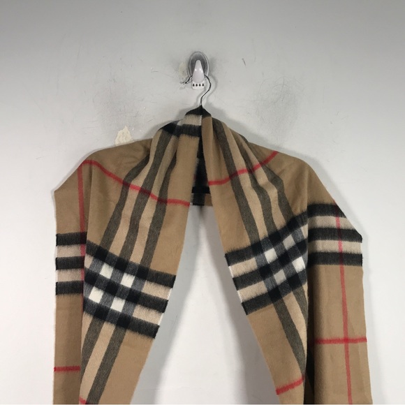 Burberry Check Cashmere Tassel Scarf, Size 66.1" x 11.8" - Archive Beige - Picture 4 of 13